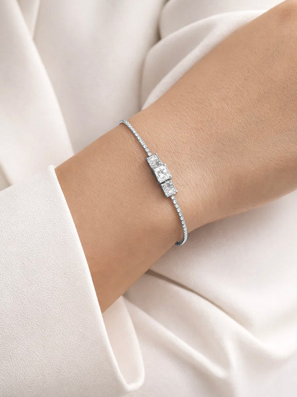 925 Fine Silver Zirconia Pull Chain Bracelet
