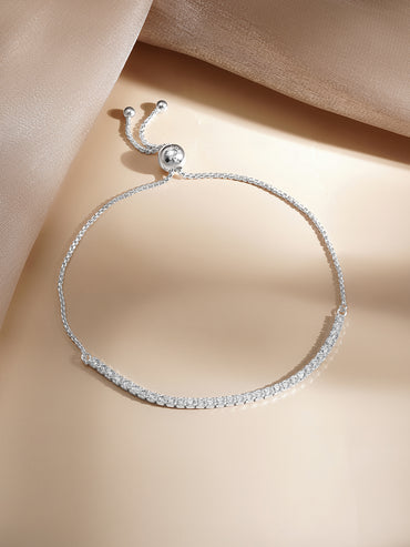 925 Fine Silver Crystal Statement Tennis Bracelet
