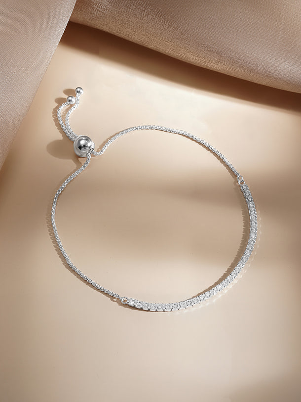 925 Fine Silver Crystal Statement Tennis Bracelet