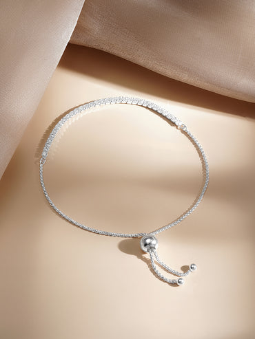 925 Fine Silver Crystal Statement Tennis Bracelet