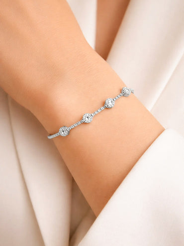 925 Fine Silver Crystal Adjustable Chain Bracelet