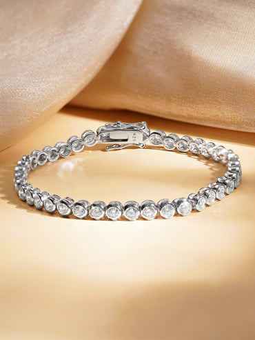925 Fine Silver American Diamond Tennis Bracelet