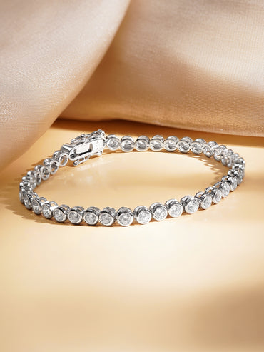 925 Fine Silver American Diamond Tennis Bracelet
