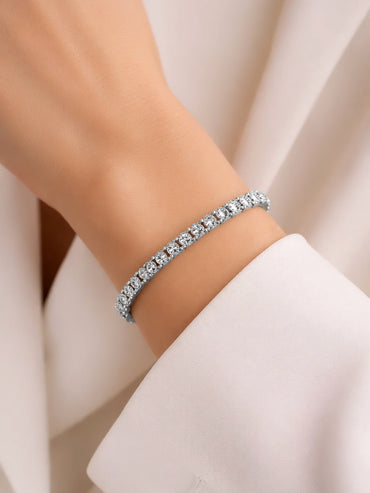 925 Fine Silver American Diamond Tennis Bracelet