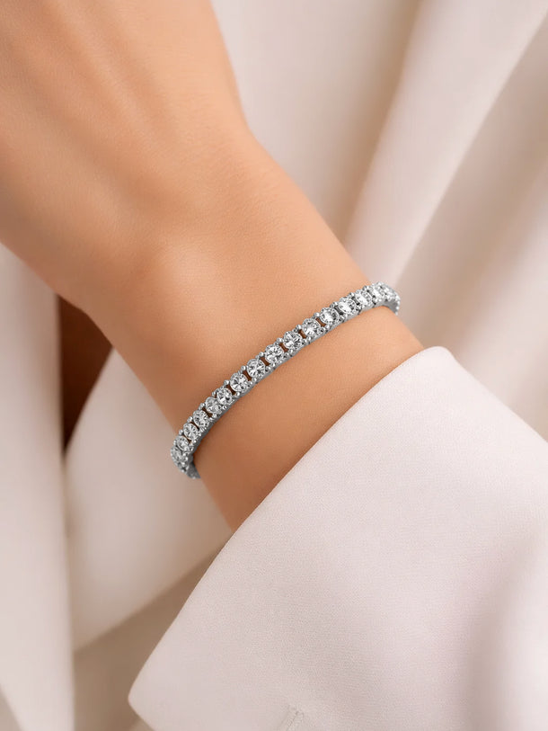 925 Fine Silver American Diamond Tennis Bracelet