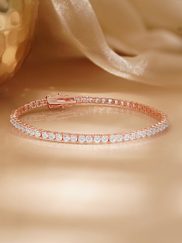 925 Fine Silver Rose Gold Tennis Bracelet