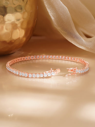 925 Fine Silver Rose Gold Tennis Bracelet