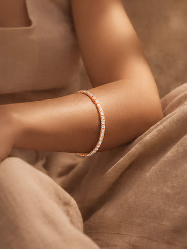 925 Fine Silver Rose Gold Tennis Bracelet