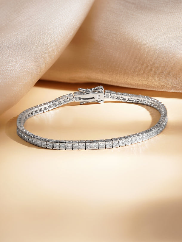 925 Fine Silver American Diamond Tennis Bracelet
