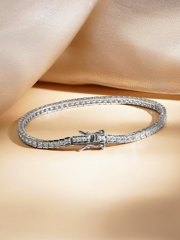 925 Fine Silver American Diamond Tennis Bracelet