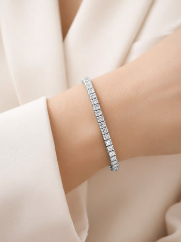 925 Fine Silver American Diamond Tennis Bracelet