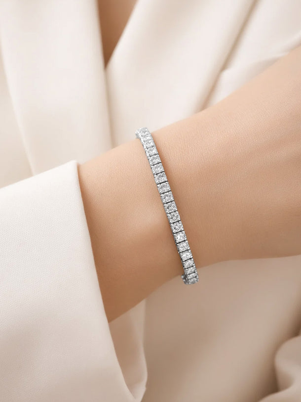 925 Fine Silver American Diamond Tennis Bracelet