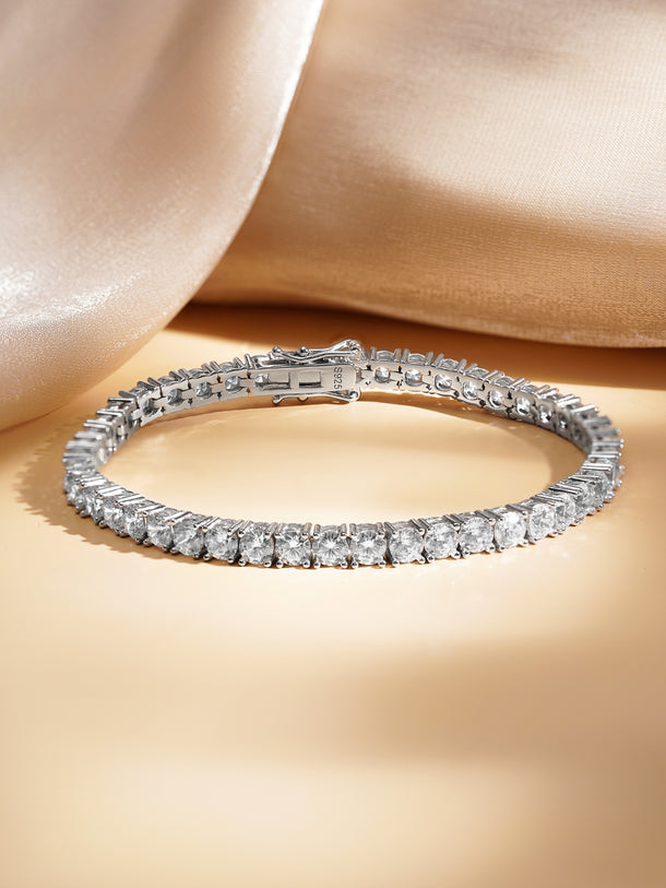 925 Fine Silver American Diamond Tennis Bracelet