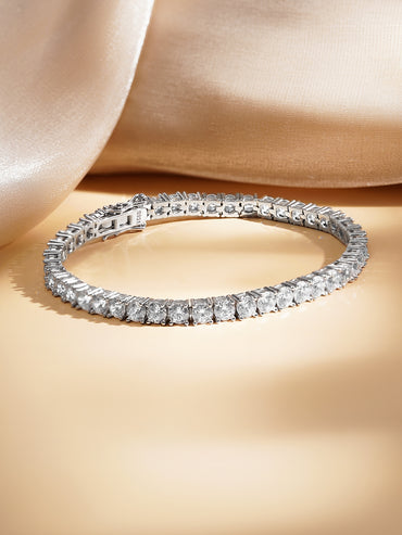925 Fine Silver American Diamond Tennis Bracelet