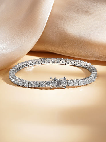 925 Fine Silver American Diamond Tennis Bracelet