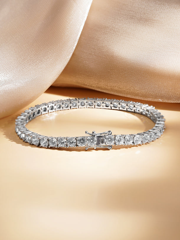 925 Fine Silver American Diamond Tennis Bracelet