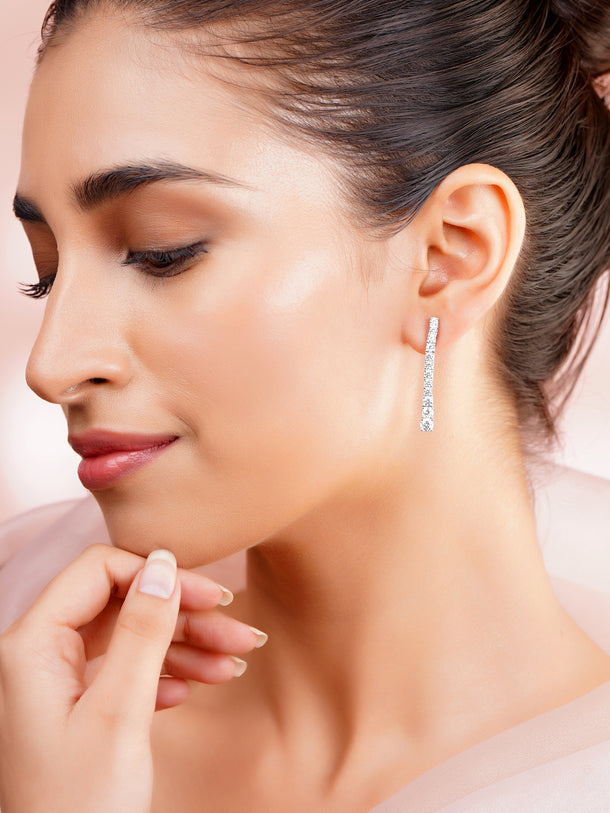 925 Fine Silver Rhodium Plated Dangler Earrings