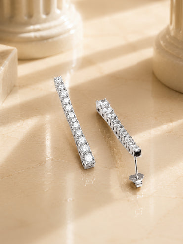 925 Fine Silver Rhodium Plated Dangler Earrings