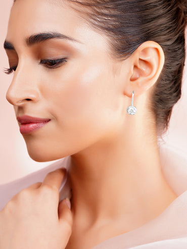 925 Fine Silver Rhodium Plated Drop Earrings