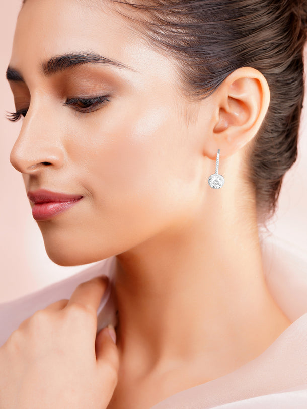 925 Fine Silver Rhodium Plated Drop Earrings