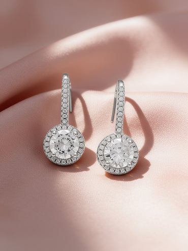 925 Fine Silver Rhodium Plated Drop Earrings