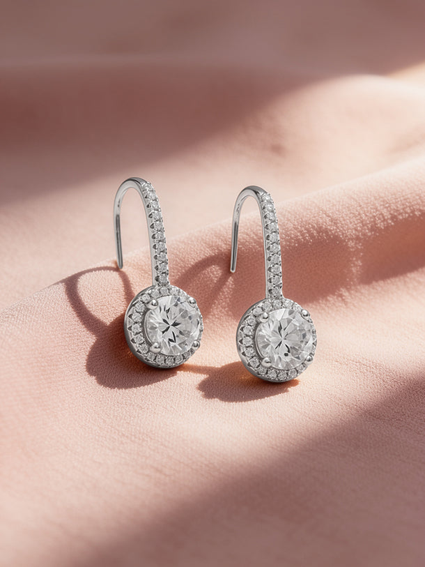 925 Fine Silver Rhodium Plated Drop Earrings