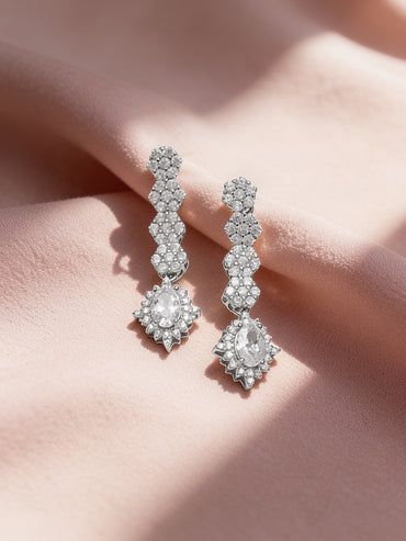 925 Fine Silver Rhodium Plated Dangler Earrings