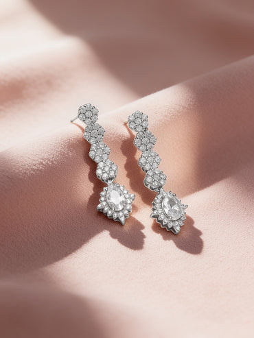 925 Fine Silver Rhodium Plated Dangler Earrings