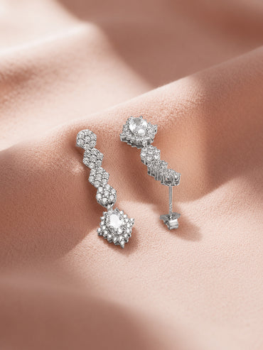 925 Fine Silver Rhodium Plated Dangler Earrings