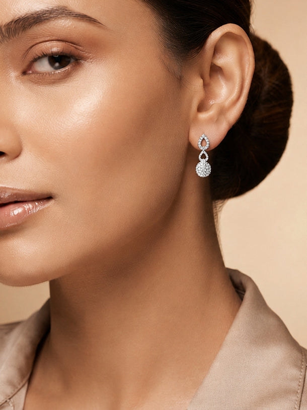 925 Fine Silver Rhodium Plated Drop Earrings