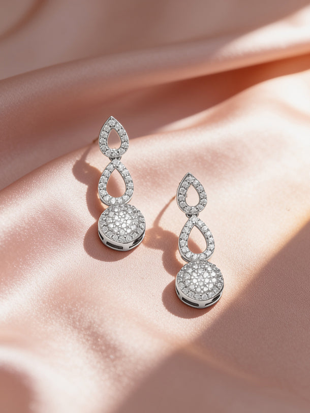 925 Fine Silver Rhodium Plated Drop Earrings