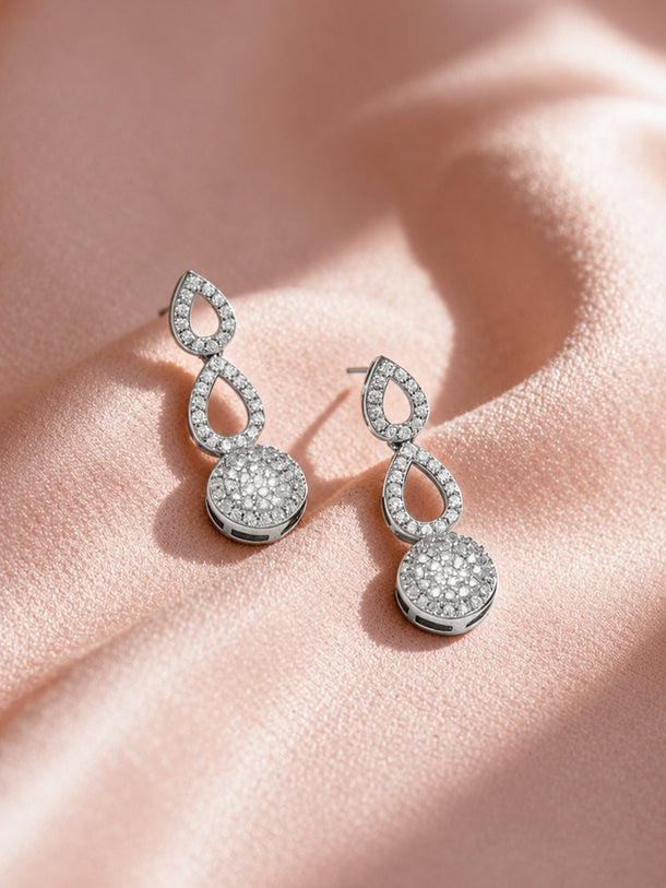 925 Fine Silver Rhodium Plated Drop Earrings