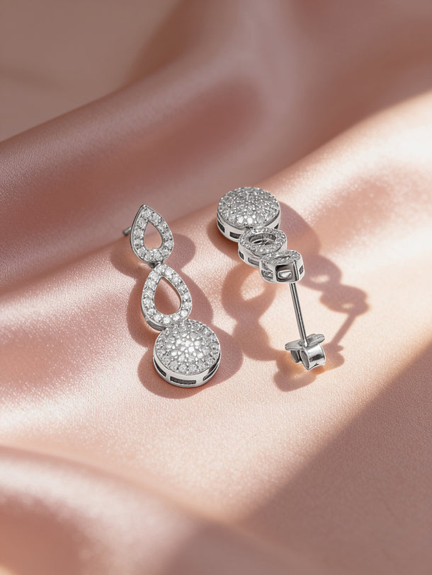 925 Fine Silver Rhodium Plated Drop Earrings