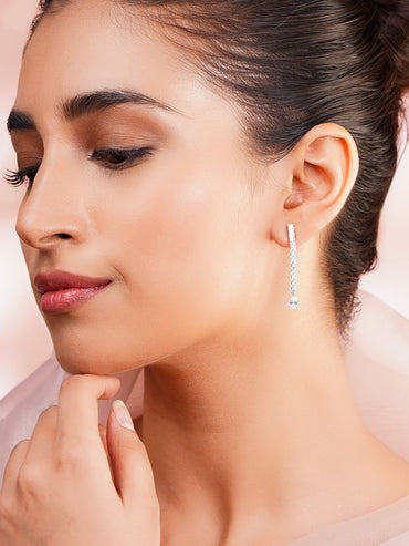 925 Fine Silver Rhodium Plated Dangler Earrings