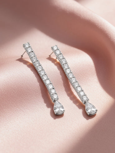 925 Fine Silver Rhodium Plated Dangler Earrings