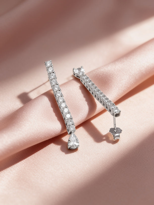 925 Fine Silver Rhodium Plated Dangler Earrings