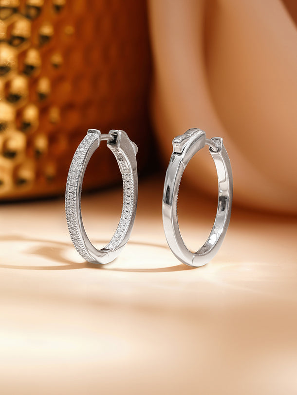 925 Fine Silver Crystal Minimal Hoop Earrings