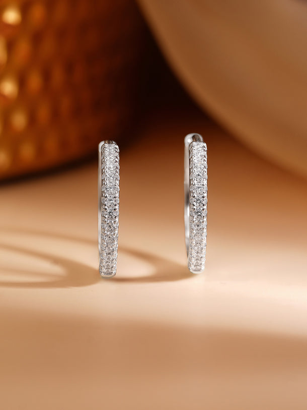 925 Fine Silver Rhodium Plated Hoop Earrings