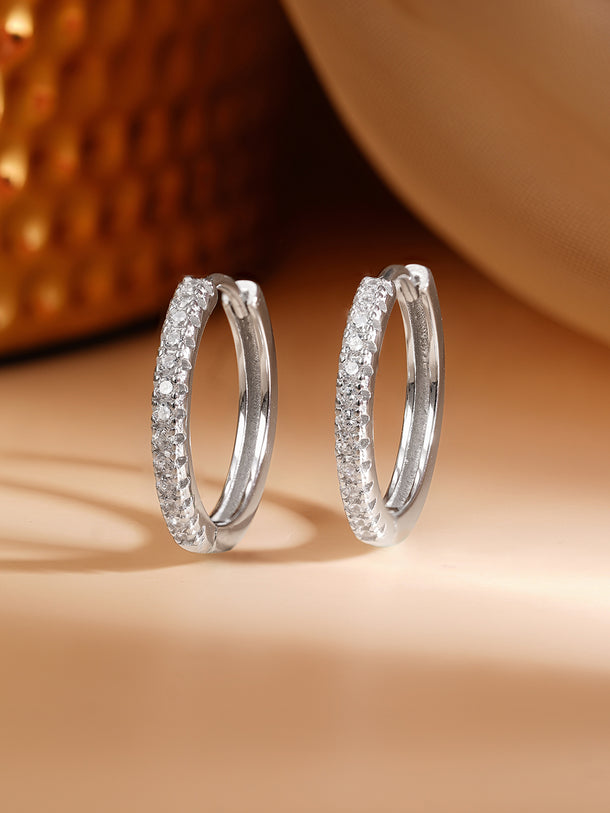925 Fine Silver Rhodium Plated Hoop Earrings