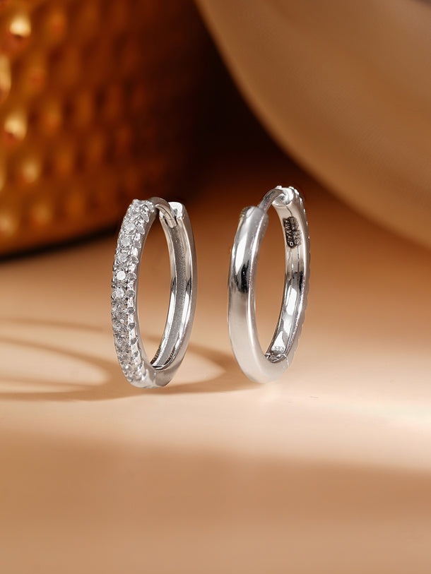 925 Fine Silver Rhodium Plated Hoop Earrings