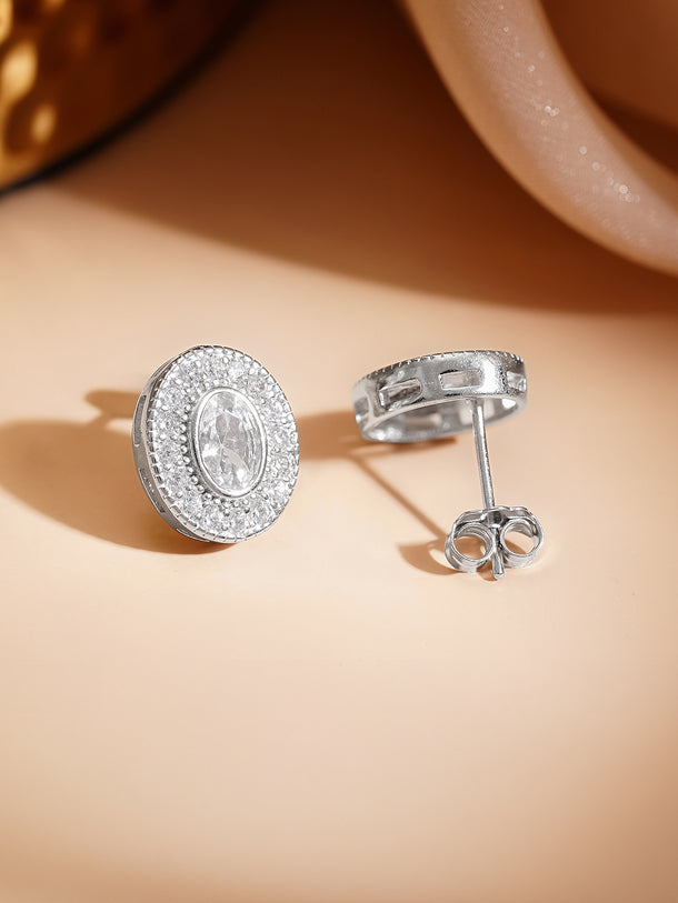 925 Fine Silver Radiant Crystal Stud Earrings