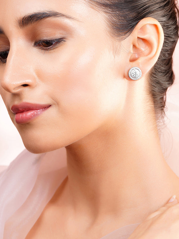 925 Fine Silver Crystal Radiance Stud Earrings