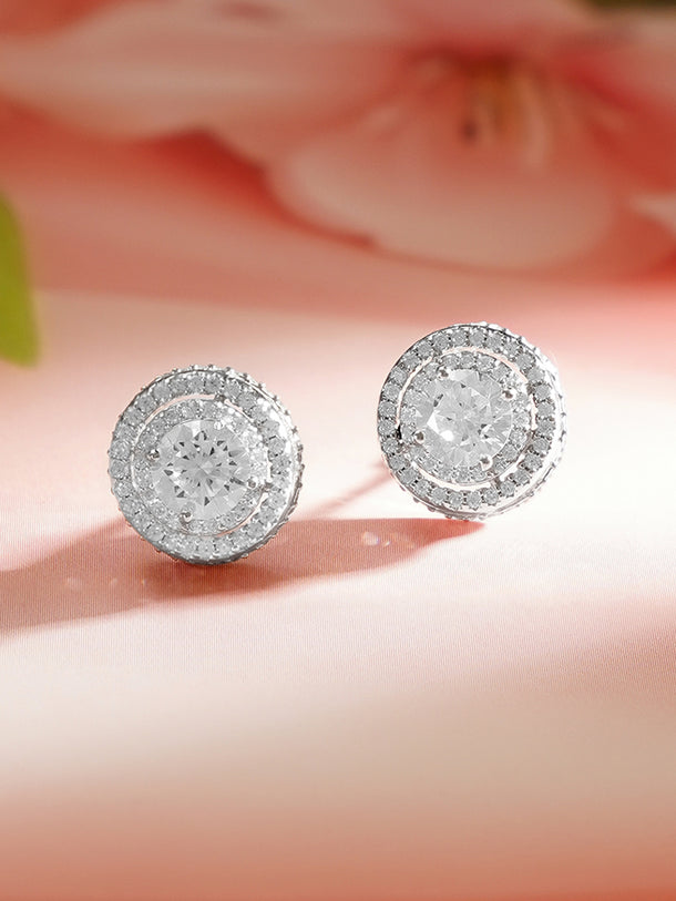 925 Fine Silver Crystal Radiance Stud Earrings