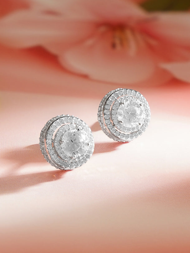 925 Fine Silver Crystal Radiance Stud Earrings