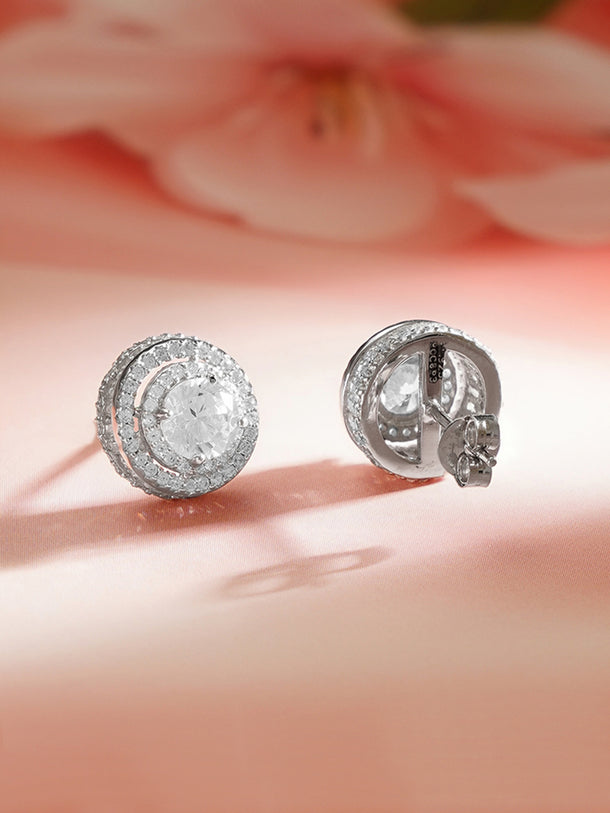 925 Fine Silver Crystal Radiance Stud Earrings