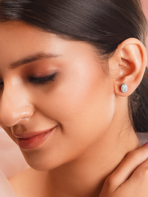 925 Fine Silver Rhodium Plated Stud Earrings