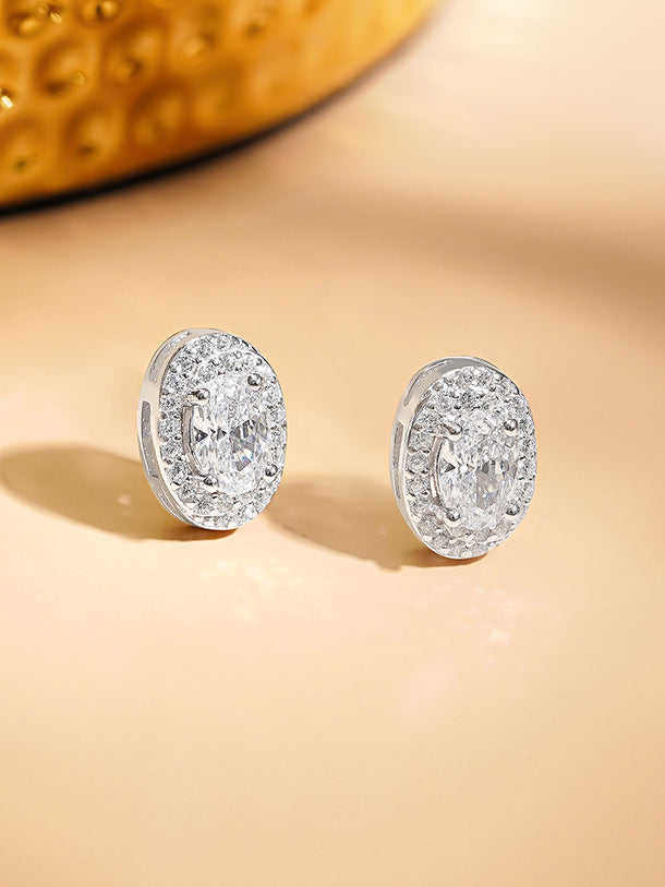 925 Fine Silver Rhodium Plated Stud Earrings