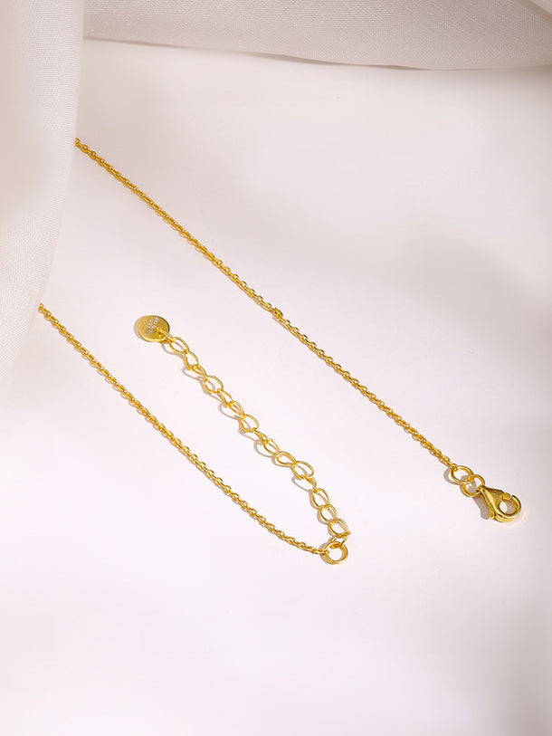 925 Fine Silver Gold Plated Green Teardrop Crystal Charm Necklace