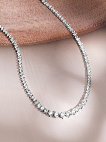 925 Fine Silver Crystal Tennis Necklace