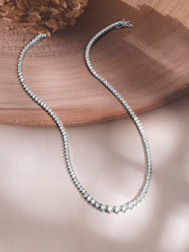 925 Fine Silver Crystal Tennis Necklace
